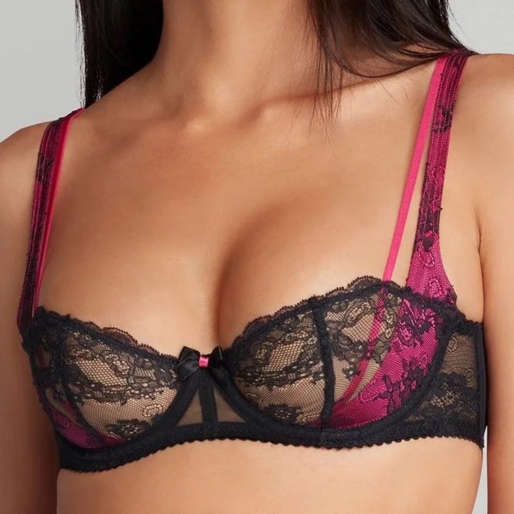 NWT Agent Provocateur Maddy balconette bra black / magenta / fuschia 34B